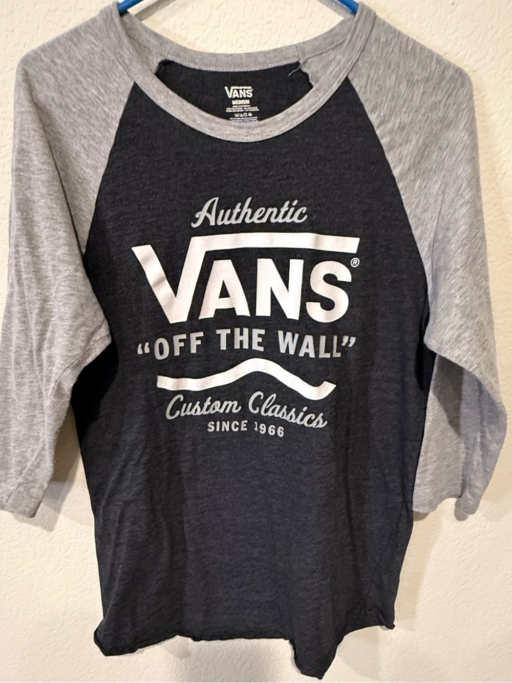 Vans Gray Raglan 'Off The Wall' Tee